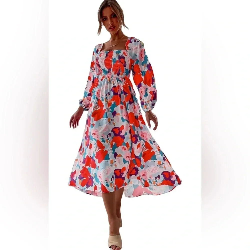 Shein shirred bodice dress. Size Medium